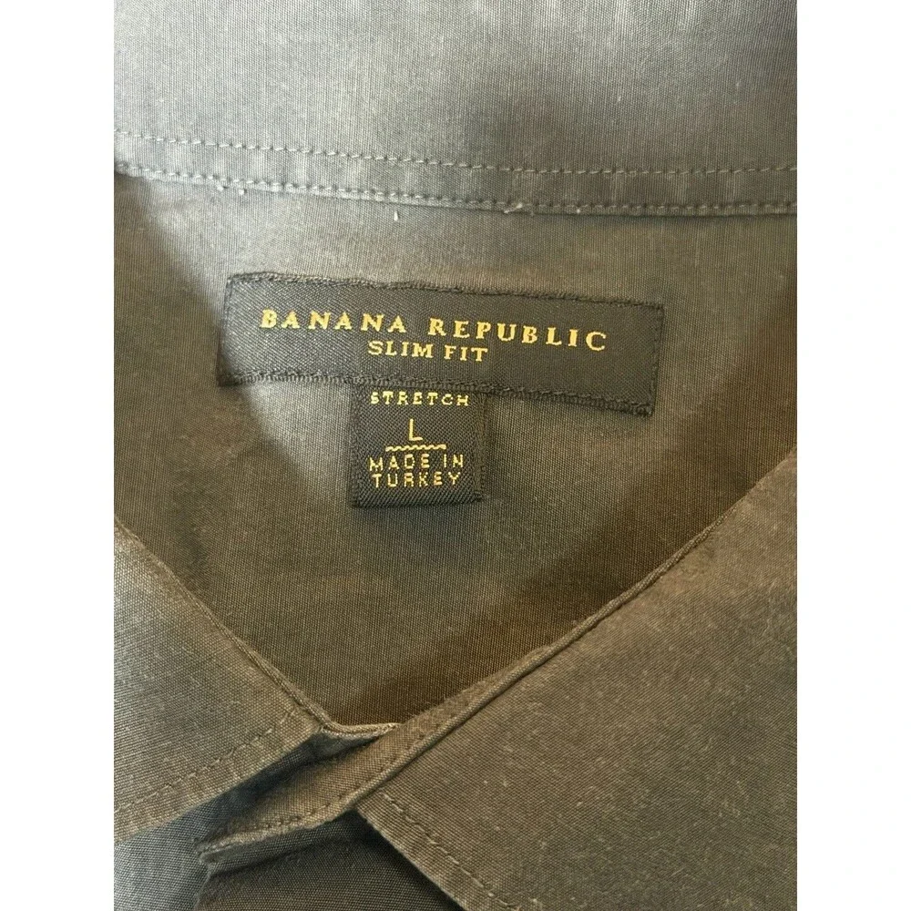 Banana Republic Slim Fit Stretch Dress Shirt Gray Long Sleeve Mens Large